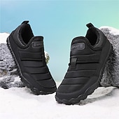 abordables Botas de invierno y nieve-Botas de nieve cálidas de invierno sin cordones para hombre con suela antideslizante, diseño acolchado informal para caminar al aire libre, viajar en climas fríos y uso diario.