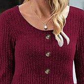billiga Tröja klänningar-Dam Mini klänning Vardagsklänning Elegant Mode Modern Utomhus Dagligen Utekväll Normal Slät Långärmad Enaxlad Rubinrött Grå Vår Höst