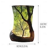 זול תאורה מקורה-מנורת סביבה בהשראת טבע יער מנורת שולחן סביבה ביער לקריאה עץ שרף צנצנת תאורת לד לסלון חדר שינה עיצוב משרד ביתי