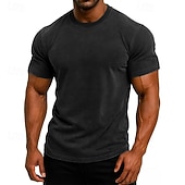 economico magliette di base-SoftFade™ Maglietta da Uomo T-Shirt Tee Top Manica Corta Maniche Corte Collo Alto Estate Colore Solido Vintage Garment Dyed Lavato Casual Vacanze Street Blu Viola Top Tee per Uomini