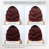 tanie Peruki imprezowe-Peruka typu bob syntetyczna z grzywką dla kobiet, bordowa, syntetyczna, odporna na ciepło, luźna, kręcona, falowana, krótka, bob w kolorze czerwonego wina, bezklejowa, fryzura na co dzień