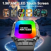 رخيصةأون ساعات ذكية-ساعة ذكية K61 Pro للرجال مزودة بخاصية البلوتوث وشاشة AMOLED مقاس 1.96 بوصة وبوصلة وصوت AI وجهاز مراقبة الصحة وتتبع اللياقة البدنية الرياضي