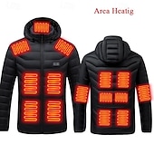 Недорогие Мужская Пуховка Жилет-Мужчины Пуховик Куртка с подогревом Повседневные Сохраняет тепло Зарядка через USB Капюшон Зима Спортивные Капюшон Обычная Черный Жакеты