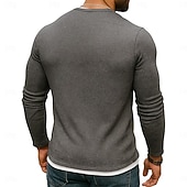 levne Vaflové pletené tričko-Pánské Vaflové tričko Tričko Waffle Henley košile Dlouhý rukáv Tričkový Do V Celý rok Pevná barva Tradiční a retro Na běžné nošení falešný dva kusy Ležérní Domů Venkovní Fialová Top tričko pro muže