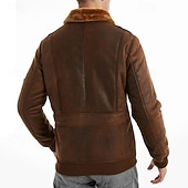 economico Giacca in ecopelle-Per uomo Giacca in Ecopelle Giacca in Pile Giacca da Biker Giacca da Moto Vacanza Quotidiano Antivento Caldo Tasca Inverno Semplice Moda Classico Bavero Regolare Nero Caffè Giacca