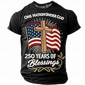cheap America 250 T-shirts-Men's America's 250th Anniversary T Shirt Short Sleeve T shirt 3D Print Crew Neck Shirt Daily Military Street Daily Blue Black Red Summer Spring Clothing Apparel S M L XL XXL XXXL