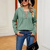 Dames Trui met capuchon Sweatshirt Effen Sport Modieus Casual Lange mouw Capuchon Normale tops Straat Dagelijks gebruik Trekkoord Groen Herfst Winter voordelige Effen tops-Dames Trui met capuchon Sweatshirt Effen Sport Modieus Casual Lange mouw Capuchon Normale tops Straat Dagelijks gebruik Trekkoord Groen Herfst Winter