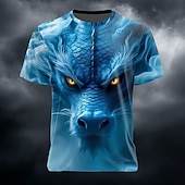  Maglietta 3D da uomo con drago in illusione ottica t-shirt a maniche corte maglietta con stampa 3D girocollo designer esagerato festa horror festività blu arancione verde estate primavera