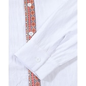 preiswerte Herrenhemd zum Knöpfen-Herren Hemd Sommerhemd Freizeithemd Strandhemd Knopfhemd Schwarz Weiß Marineblau Kaki Leicht Blau Langarm Argyle Revers Urlaub Hawaiianisch Patchwork Bekleidung Leinen Mode Lässig Bequem