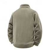 cheap Men's Jackets &amp; Coats-Men's Winter Jacket Fleece Jacket Casual Jacket Vacation Daily Thermal Warm Pocket Fleece Fall Winter Plain Fashion Streetwear Lapel Regular Black Khaki Army Green Dark Blue Jacket