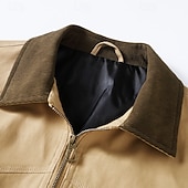baratos Jaquetas Cargo-Homens Jaqueta Carga Jaqueta casual Férias Diário Respirável Bolsos Outono Inverno Tecido Moda Clássico Lapela Padrão Preto Marron cáqui Casaco