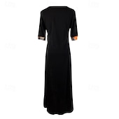 ieftine rochie midi neagra-Pentru femei Rochii Midi Rochie neagra Rochie de Cocktail Rochie formala Elegant Modern Zilnic Vacanță Ieșire Fit regulat Grafic Manșon Jumate Stil Nautic Negru Galben Roșu-aprins Mov Primăvară Toamnă