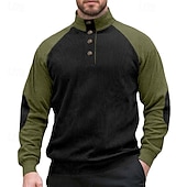 abordables Sudaderas Básicas_-Hombre Sudadera Pana Sudadera Con Capucha Sudadera con capucha y botones Albaricoque Vino Verde Ejército Azul Marino Marrón Cuello Mao Plano Retazos Deporte Casual Diario Ropa de calle Fresco Ropa