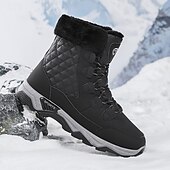 baratos Inverno e botas de neve-Botas de neve masculinas acolchoadas à prova d'água com gola de pele, calçados casuais quentes para caminhada ao ar livre no inverno
