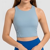 tanie Biustonosze sportowe i kamizelki-Damskie Biustonosz typu racerback Czołg Wyściełany Bez rękawów Top Athleisure Jesień Solidne kolory Wysokie podpory Oddychający Siłownia Bieganie Zdatność Odzież sportowa Odzież sportowa Czarny Biały