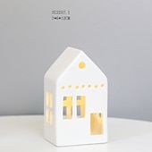 abordables 123496-Veilleuse LED électronique creuse en céramique blanche pour Noël, luminaire décoratif d&#039;intérieur, idéal pour un salon, une chambre à coucher, une cuisine, un bureau ou un bureau, avec 3 piles LR44