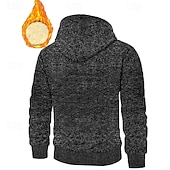 voordelige Fleecehoodie-Voor heren Trui met capuchon Hoodie met volledige rits Sherpa Fleece Hoodie Spijkerbroekblauw Zwart Marineblauw Donkergrijs Capuchon Effen Lapwerk Sport &amp; Outdoor Dagelijks Feestdagen Polyester
