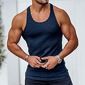 economico Canotte da palestra-Per uomo Canotta Maglietta smanicata Canottiera Maglietta senza maniche Senza Maniche Collo a U Estate Primavera A righe Moda Streetwear Interno Palestra Sport Nero Bianco Blu marino scuro Maglietta