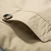 billiga Trenchcoat för män-Herr Fleece-jacka Peacoat Trenchcoat Semester Dagligen Höst Vinter 100 % bomull Håller värmen Ytterkläder Kläder Mode Klassisk Slät Ficka Kavajslag Enkelknäppt