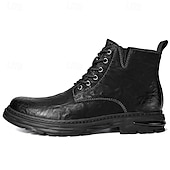 economico Stivali da lavoro-Per uomo Stivali Retrò Camminata Vintage Quotidiano PU Confortevole Stivali a Metà Polpaccio Allacciatura Nero Cachi Primavera Autunno