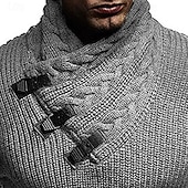 baratos suéter pulôver masculino-Homens Suéter Pulôver suéter Estriado Cabo Tricotar Tops regulares Tricotado Corte Justo Tecido Gola Redonda Roupa de Malha Moderna Casual Roupa Diária Roupa Outono Inverno Preto Marron M L XL