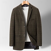 voordelige Heren Klassieke Blazers-Heren Blazerjack Dagelijks Klassiek Herfst winter Polyester Ruitjes Enkele knoopsluiting twee knopen Blazer khaki Donker Grijs Donkerblauw
