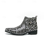 abordables Bottes de Costume-Bottines Chelsea à bout pointu en similicuir imprimé serpent pour homme – Chaussures de soirée, de scène et de soirée