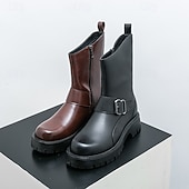 Χαμηλού Κόστους Φόρεμα μπότες-ανδρικές μπότες μόδας από PU δέρμα μεσαίου μεγέθους και αγκράφα | χοντρή σόλα για αστικό στυλ και ανθεκτικότητα