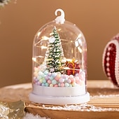 abordables luces navideñas interiores-1 pieza 11 * 7,2 cm árbol de Navidad brillante flor plateada regalo luz de noche escritorio árbol de Navidad escena de nieve adorno luz ag10 * 3 baterías