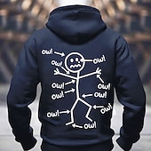 tanie męskie bluzy 3d-Zabawny hoodie dla mężczyzn z grafiką Ow - ruchome postacie humor związany z bólem długi rękaw pulower