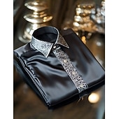 economico Camicie in raso da uomo-Per uomo Camicia Camicia in raso Camicia elegante Camicia casual Camicia con Bottoni Camicia da Ballo Semplice Formale Matrimonio Nero Blu reale Oro Manica Lunga Bavero Primavera &amp; Autunno Tutte le