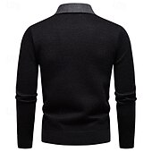cheap Men&#039;s Pullover Sweater-Men&#039;s Pullover Sweater Jumper Knit Sweater Ribbed Knit Regular Tops Knitted Fleece Plain Turndown Fashion Basic Vacation Daily Wear Clothing Apparel Winter Black Dark Gray S M L