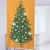 billige hengende juleteppe-Juledørgardin med juletre, spesialtrykt stoff, høy fargefasthet, livlige farger, luktfri juledekorasjon