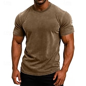 economico magliette di base-SoftFade™ Maglietta da Uomo T-Shirt Tee Top Manica Corta Maniche Corte Collo Alto Estate Colore Solido Vintage Garment Dyed Lavato Casual Vacanze Street Blu Viola Top Tee per Uomini