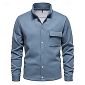 preiswerte Lässige Jacken-Herren Waffeljacke Fleecejacke Cargo-Jacke Freizeitjacke Urlaub Täglich Warm Tasche Herbst Winter Einfach Mode Klassisch Revers Regulär Schwarz Weiß Marineblau Blau Khaki Jacken