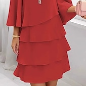 preiswerte Chiffonkleider-Damen Langes Kleid Maxikleid Partykleid Chiffon Chiffonkleid Elegant Mode Modern Outdoor Party Abendgesellschaft Normale Passform Einfach Kurzarm V Ausschnitt Rosa Rote Blau Beige Sommer Frühling