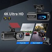 cheap Car Rear View Camera-High-definition 4K front and 1080P rear dual-lens dash cam with WiFi mobile connectivity car DVR loop recording comes with a 32GB memory card.