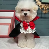 ieftine Îmbrăcăminte și accesorii pentru câini-Costum de pelerină de Halloween pentru animale de companie - design de vampir roșu și negru cu bretele reglabile, îmbrăcăminte pentru toate anotimpurile pentru câini și pisici de talie mică/medie/mare, pentru petreceri de Halloween și evenimente tematice,