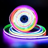 cheap Smart Strip Lights-RGB Smart IC COB LED Strip Light Addressable 16.4ft 12V Color Flowing Strip Light Multicolor Flexible Tape Lights with APP Control/Music Modefor TVBedroomParty DIY Decoration