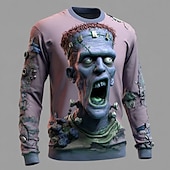 economico Gotico &amp; Teschio-Per uomo Zombi 3D Felpa Punk Festa Gotico Manica Lunga Girocollo Vacanza Blu Viola Verde Girocollo 3D Tutte le stagioni progettista S M L XL XXL XXXL
