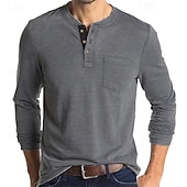 economico Magliette casual da uomo-Per uomo Maglietta Maglia Henley Camicia a Maniche Lunghe Manica Lunga Henley Primavera Autunno Semplice Moda Designer Essenziale Tasche Vacanza Streetwear Uscire Nero Bianco Blu marino Maglietta Top