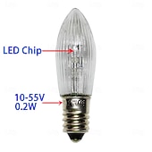 baratos Lâmpadas LED em Forma de Vela-Lâmpadas LED E10 branco quente 10-55 V, adequadas para 17 V, 34 V, 55 V, 0,2 W para arco de vela, arco de vela, luzes de fadas, topo de vela cônico, 2700 K, 10 peças