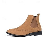 Férfi barna színű, velúr stílusú, bebújós, rugalmas oldalsó szabással rendelkező chelsea csizma, elegáns hétköznapokra, partikra és munkába egyaránt. olcso Chelsea csizma-Férfi barna színű, velúr stílusú, bebújós, rugalmas oldalsó szabással rendelkező chelsea csizma, elegáns hétköznapokra, partikra és munkába egyaránt.