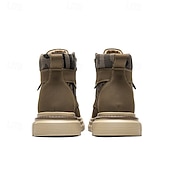 olcso Harci bakancs-Fekete műbőr férfi fűzős csizma vastag talppal és katonai stílussal – tökéletes Harley-Davidson motorosoknak, punk rockereknek, hétköznapi viseletnek és trendi utcai divatnak.