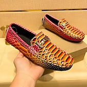 preiswerte Freizeit-Loafer-Herren-Loafer in Rot und Orange mit Schlangenmuster – Partyschuhe mit exotischem Muster zum Hineinschlüpfen für formelle Anlässe, Hochzeiten und das Nachtleben