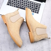 economico Stivali Chelsea-stivaletti chelsea da uomo in pelle scamosciata marrone con pannelli laterali elastici: eleganti stivaletti alla caviglia per abbigliamento casual, smart-casual e da ufficio