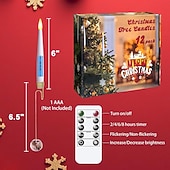billige innendørs julelys-12-pakning LED-flammeløse flimrende lys med fjernkontroll og krystallkulekroker. Batteridrevne flammeløse, koniske lys, ideelle for jul, valentinsdagen og bryllupsdekorasjoner.