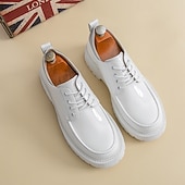 economico Scarpe Oxford-scarpe oxford nere lucide da uomo – scarpe eleganti stringate in vernice con suola spessa per feste serali, moda gotica, concerti e occasioni speciali