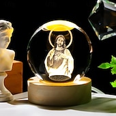 preiswerte Weihnachtsgeschenklichter-3D-Statue der Jungfrau Maria aus Kristall mit Holzsockel, lasergravierte Glaskugelstatue „Unsere Liebe Frau von Guadalupe“, 3D-Kristallkugel, Mutter Maria, christlich-katholische religiöse