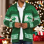 preiswerte Herren Strickjacke-Herren Hässlicher Weihnachtspullover Weihnachtspullover Pullover Strickjacke Gerippt Stricken Normale Oberteile Gestrickt Einfach Schalkragen Urlaub Mode Lässig Ferien Bekleidung Winter Frühling